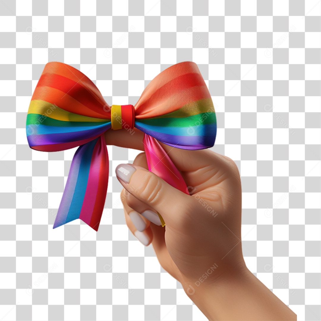 Elemento 3D Mãos Laço Colorido LGBT PNG Transparente