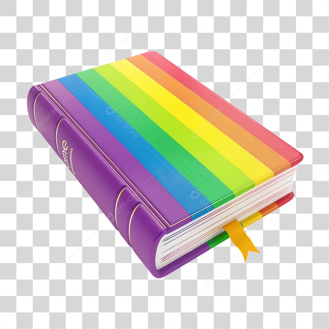 Elemento 3D Livro Colorido LGBT PNG Transparente