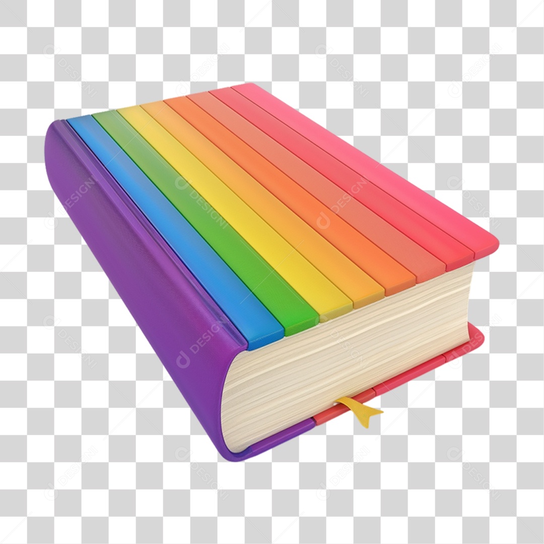 Elemento 3D Livro Colorido LGBT PNG Transparente