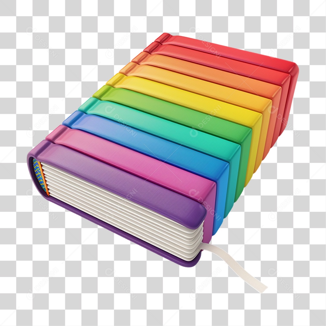 Elemento 3D Livro Colorido LGBT PNG Transparente