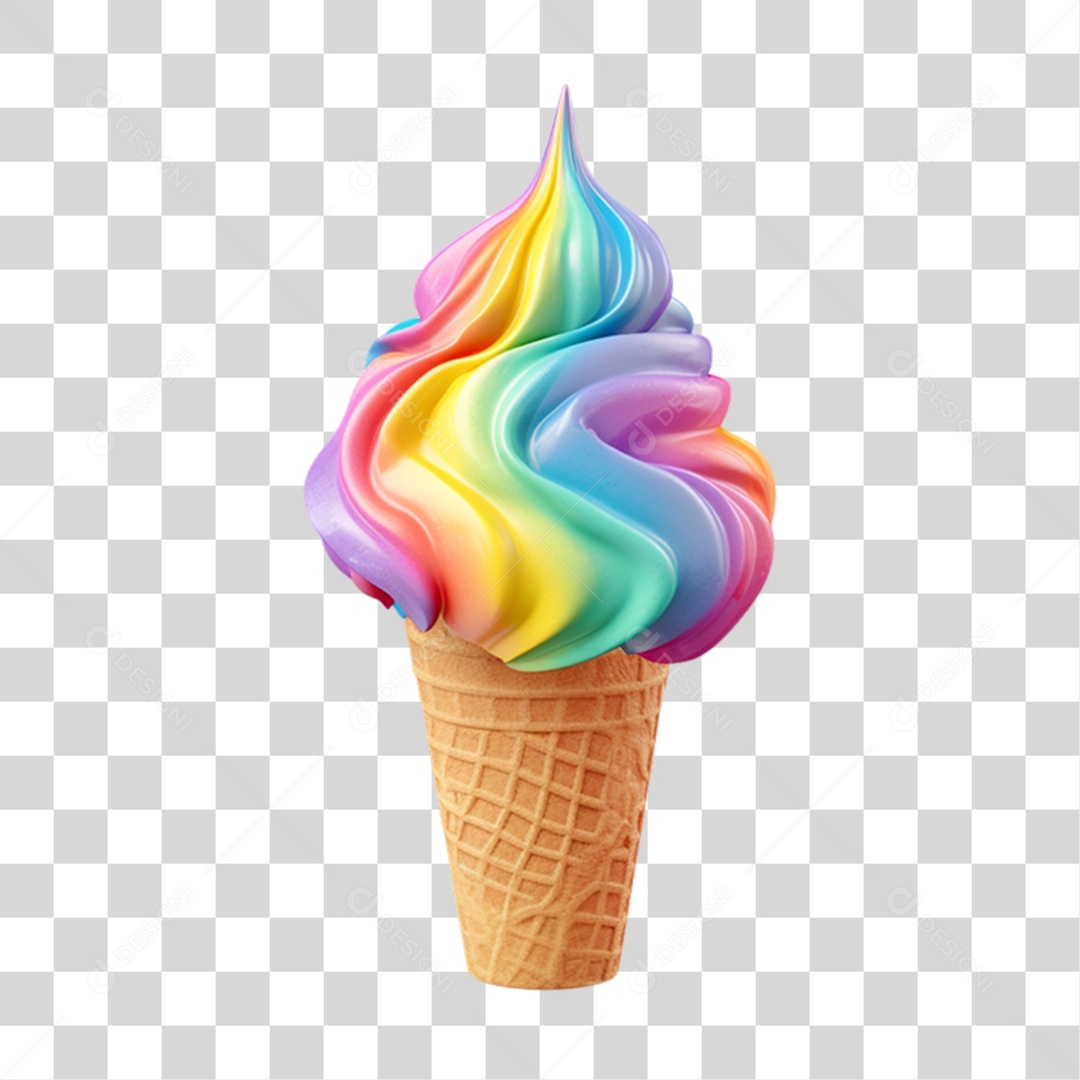 Elemento 3D Sorvete Colorido LGBT PNG Transparente