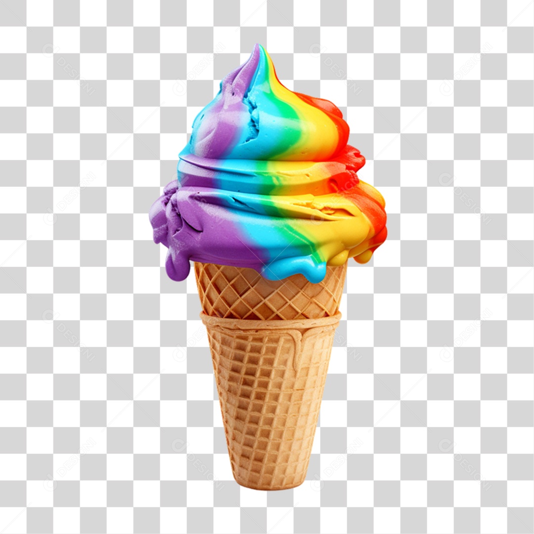 Elemento 3D Sorvete Colorido LGBT PNG Transparente