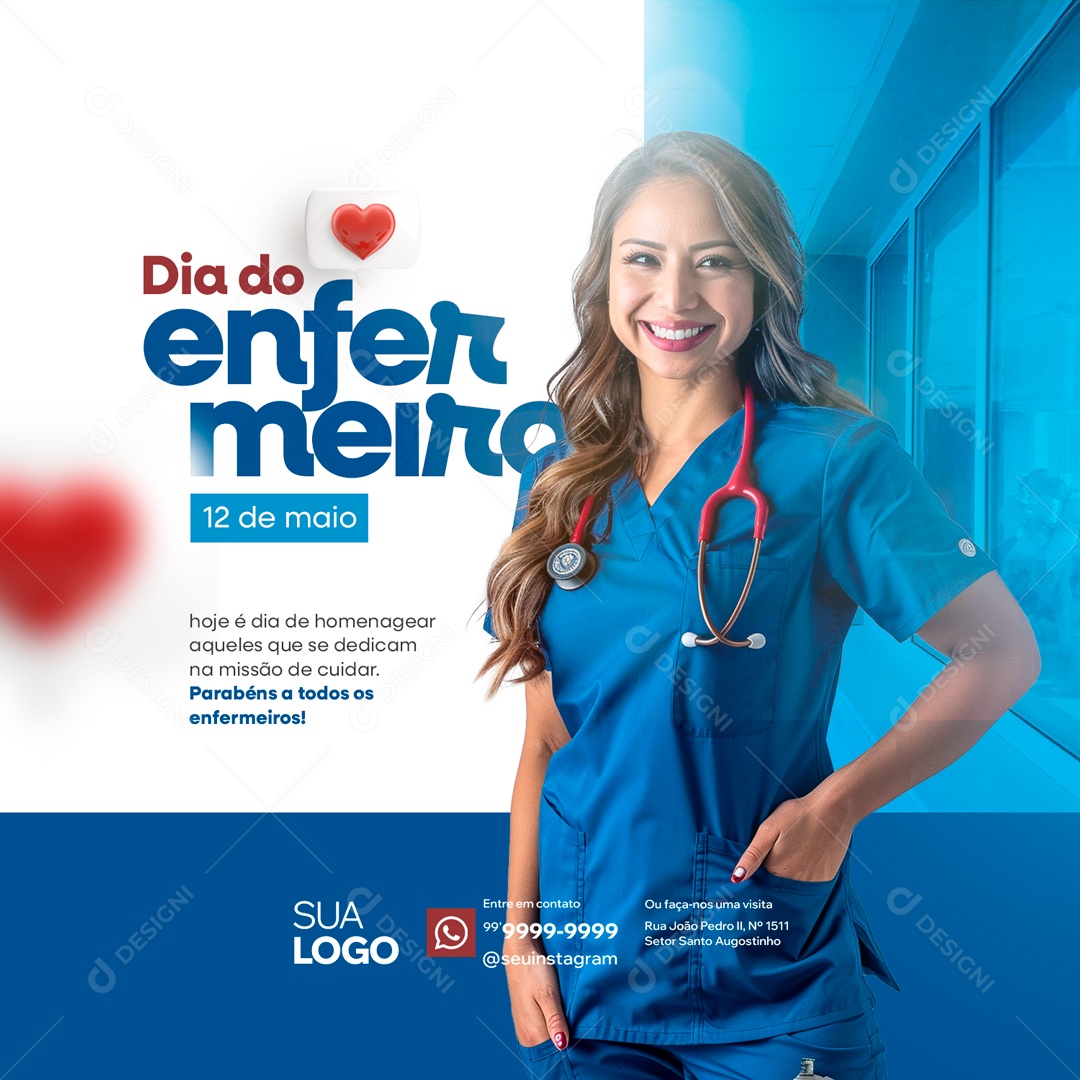 Dia Mundial do Enfermeiro 12 de Maio Parabéns a todos Socia Media PSD Editável