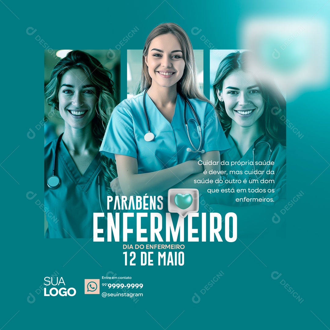 Dia Mundial do Enfermeiro 12 de Maio Parabéns Socia Media PSD Editável