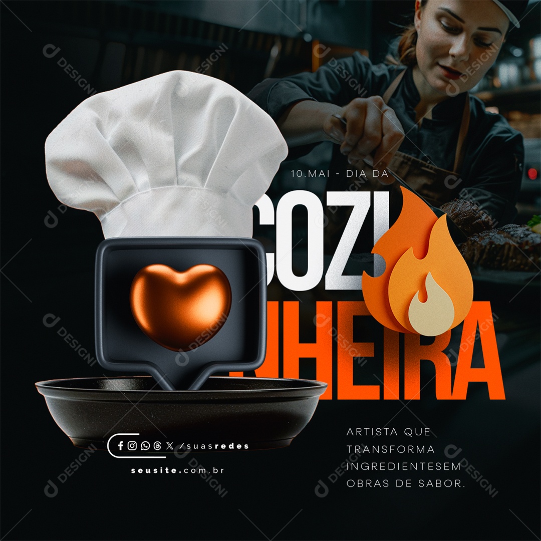 Dia da Cozinheira 10 de Maio Social Media PSD Editável