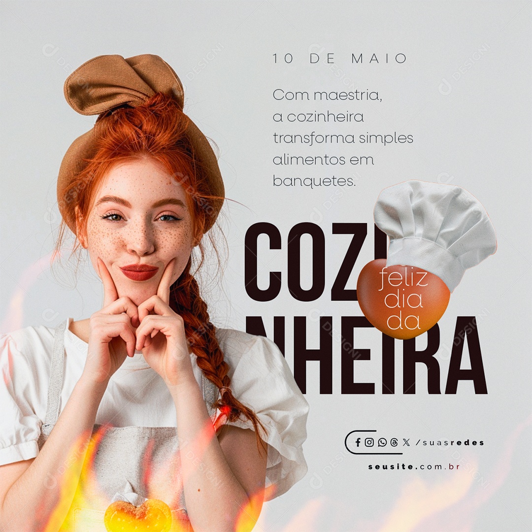 Feliz Dia da Cozinheira 10 de Maio Social Media PSD Editável