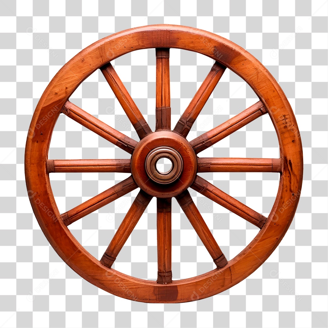 Roda de Madeira PNG Transparente