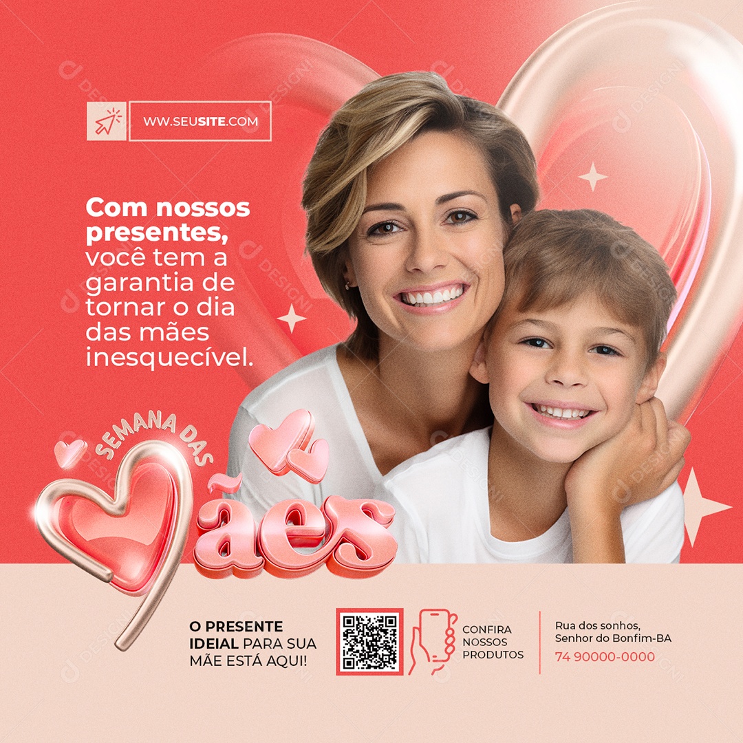 Loja de Bolas Semana das Mães Nossos Presentes Social Media PSD Editável