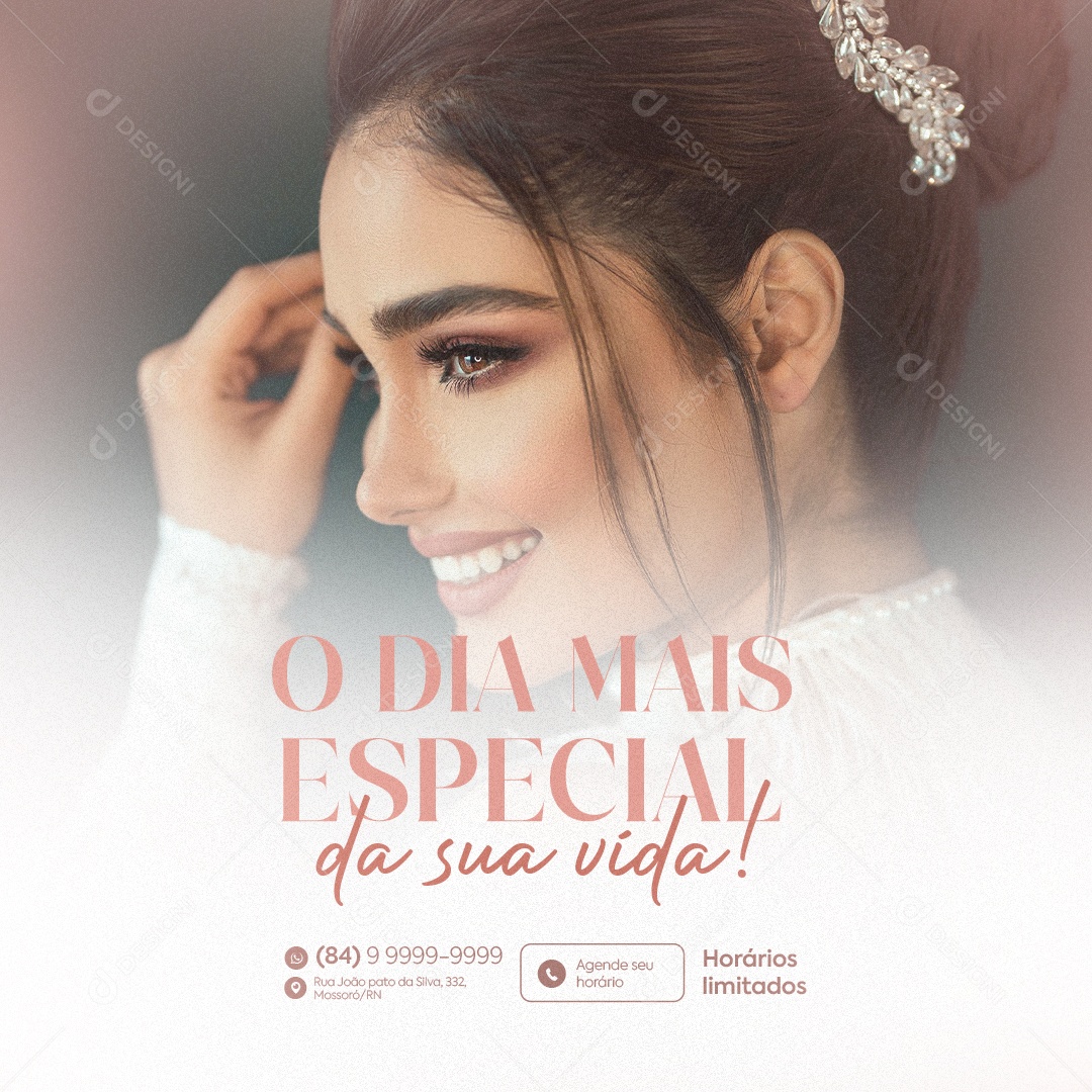 Salão de Beleza Noiva O Dia Mais Especial da Sua Vida Social Media PSD Editável