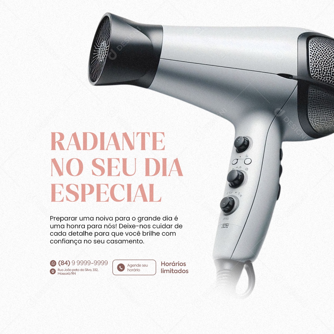 Salão de Beleza Noiva Radiante no Seu Dia Especial Social Media PSD Editável