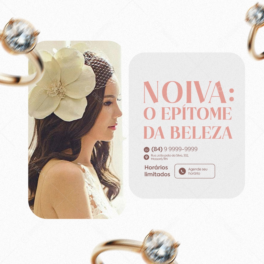 Salão de Beleza Noiva O Epítome da Beleza Agende seu Horário Social Media PSD Editável