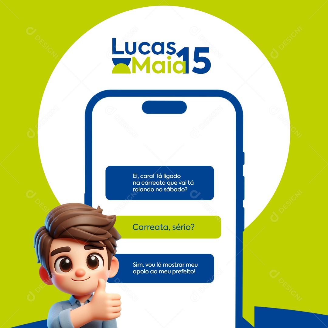 Política Prefeito Lucas Maia 15 Carreata Sério Social Media PSD Editável