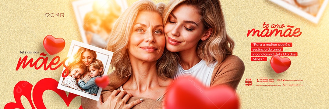 Carrossel Dia das Mães 12 de Maio Te Amo Mamãe Social Media PSD Editável