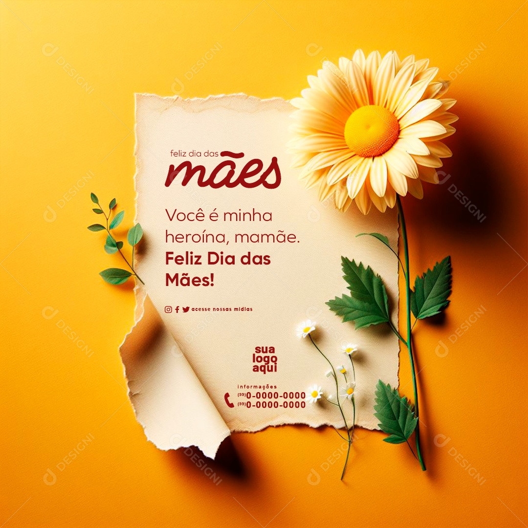 Dia das Mães 12 de Maio Você é Minha Heroína Mamãe Social Media PSD Editável