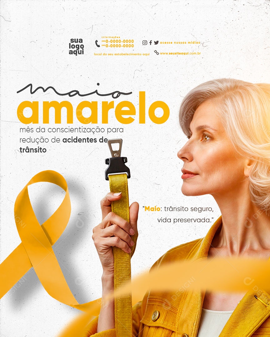 Social Media Maio Amarelo Mês da Conscientização de Acidentes de Trânsito PSD Editável