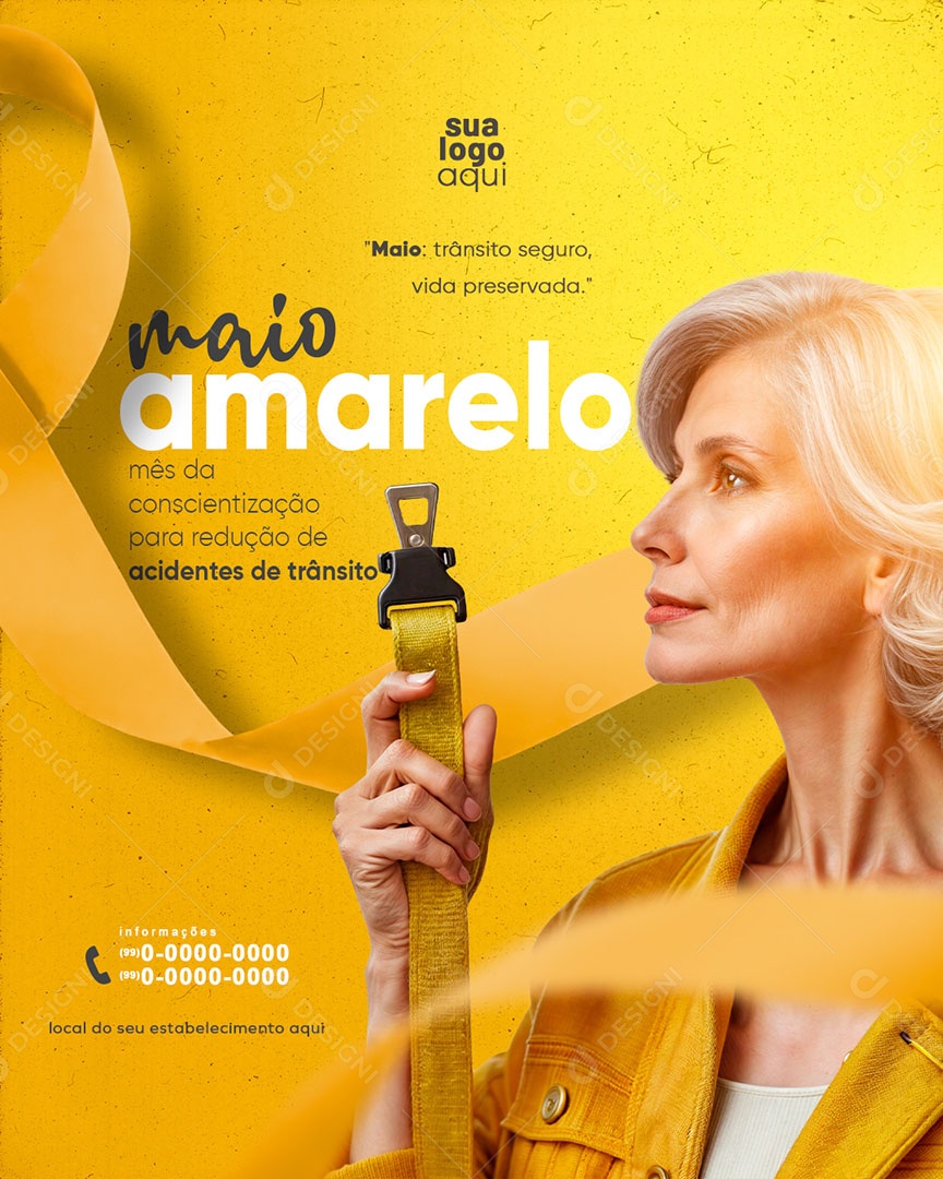 Maio Amarelo Mês da Conscientização de Acidentes de Trânsito Social Media PSD Editável