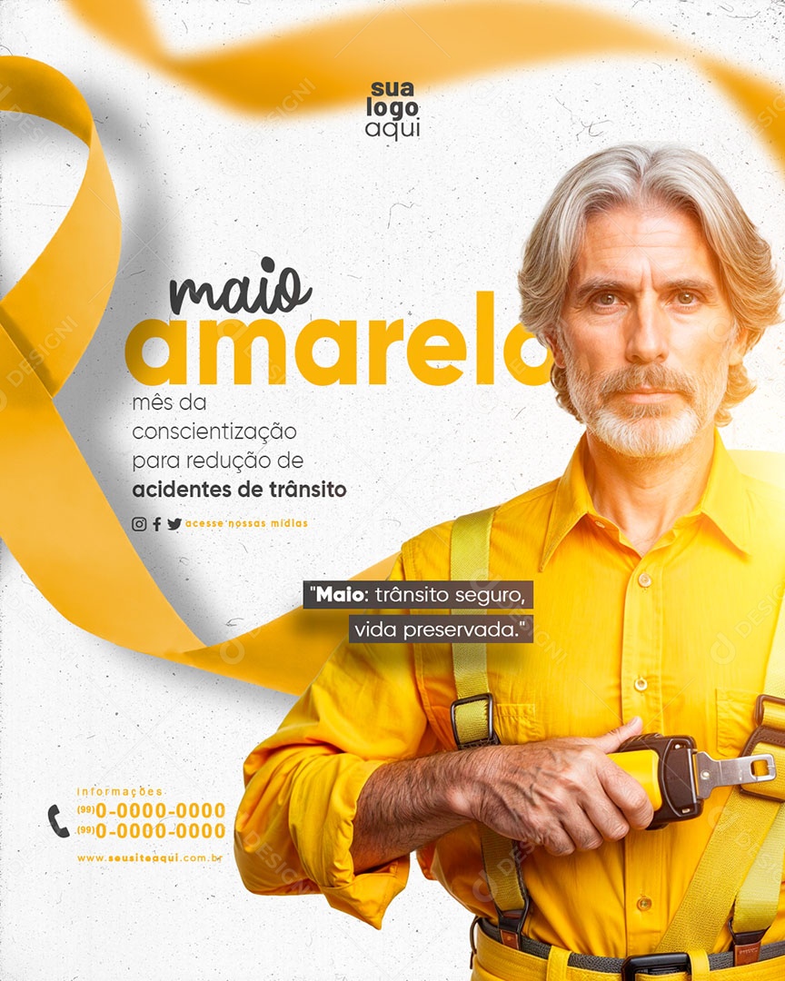 Social Media Maio Amarelo PSD Editável