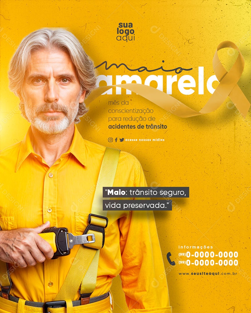 Maio Amarelo Scidentes de Trânsito  Social Media PSD Editável
