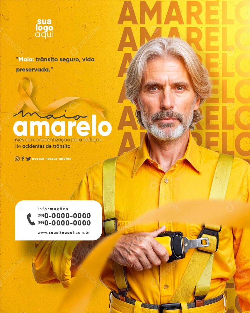 Maio Amarelo Trânsito Seguro Social Media PSD Editável