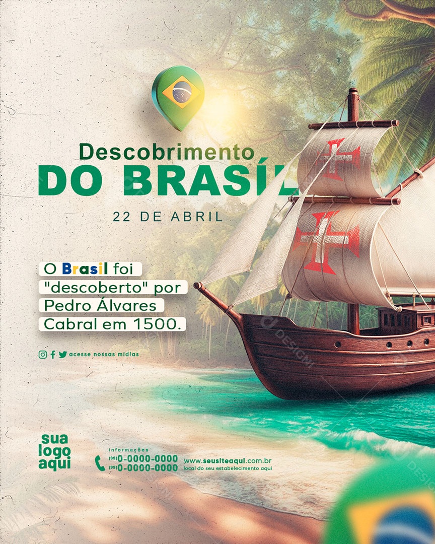 Dia do Descobrimento do Brasil 22 de Abril Social Media PSD Editável