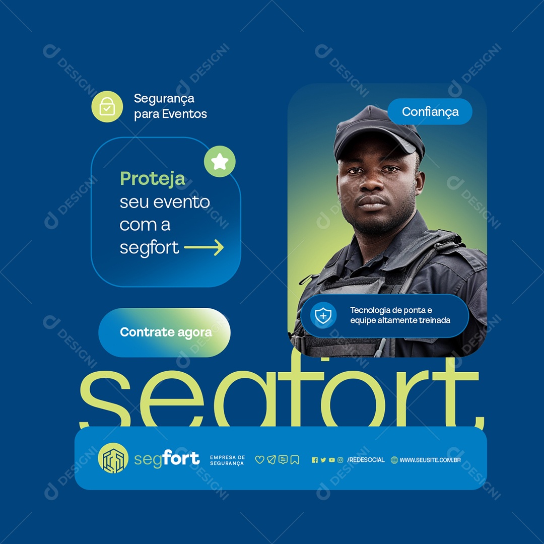 Empresa de Segurança Proteja seu Evento Com a Segfort Social Media PSD Editável