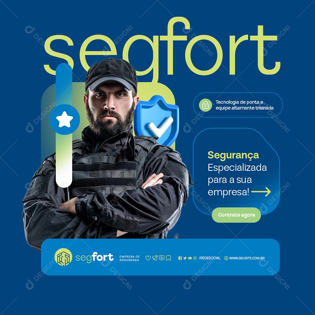 Empresa de Segurança Tecnologia de Ponta e Equipe Altamente Treinada Social Media PSD Editável