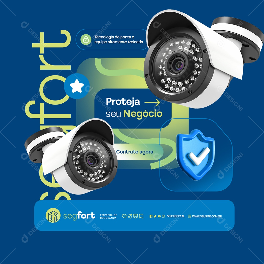 Empresa de Segurança Proteja seu Negócio Contrate Agora Social Media PSD Editável