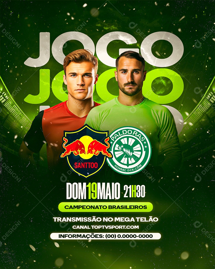 Campeonato Brasileiro Jogo de Futebol Social Media PSD Editável