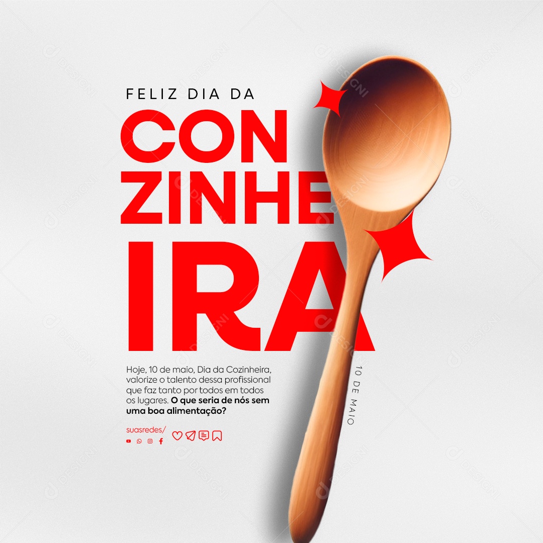 Feliz Dia da Cozinheira 10 de Maio Valorize o Talento Social Media PSD Editável