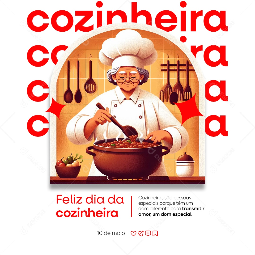 Social Media Feliz Dia da Cozinheira 10 de Maio PSD Editável