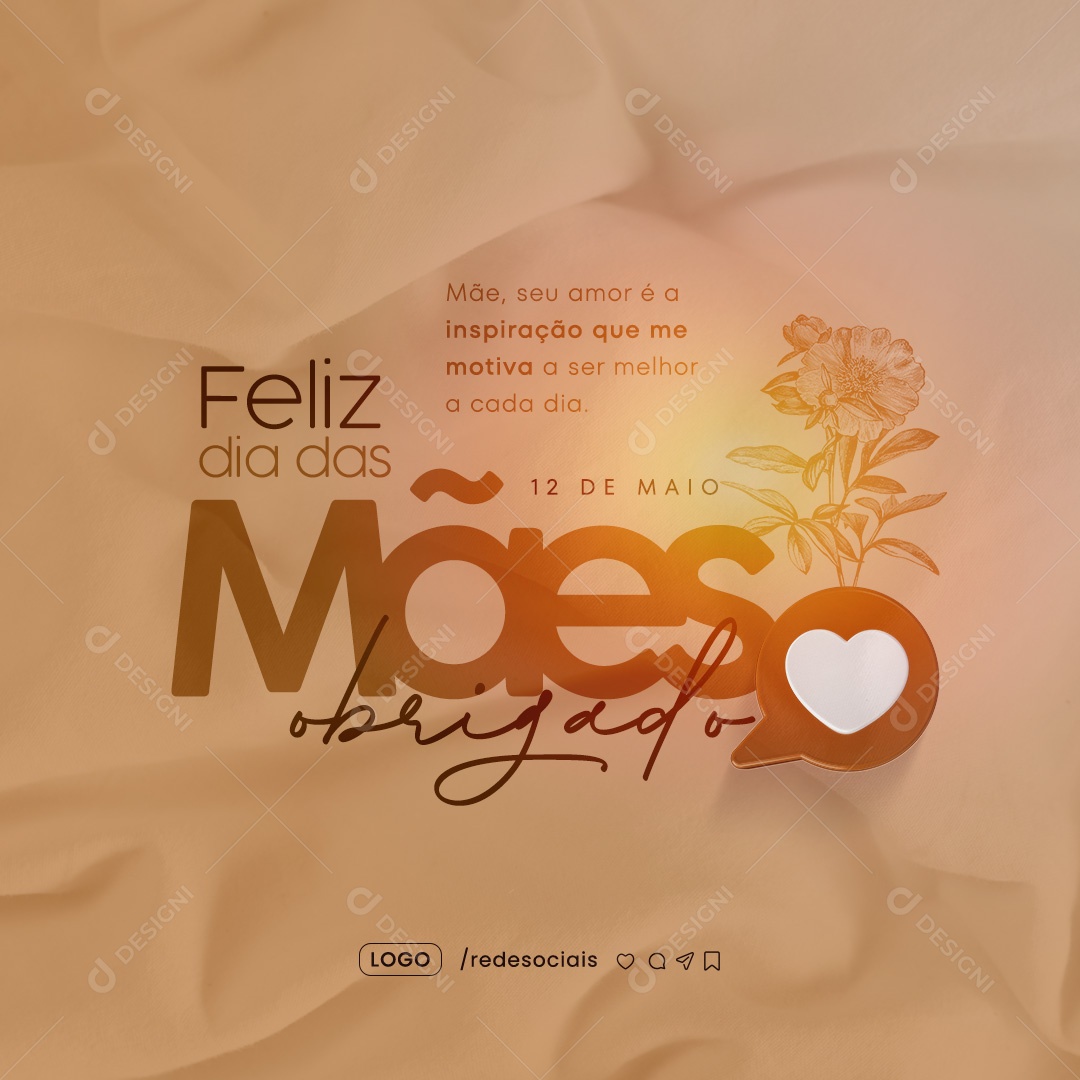 Feliz Dia das Mães 12 de Maio Obrigado Social Media PSD Editável
