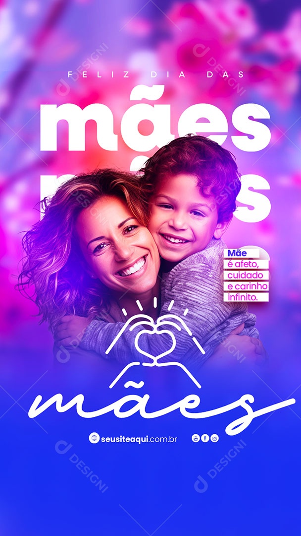 Story Dia das Mães 12 de Maio Mãe é Afeto Cuidado e Carinho Social Media PSD Editável
