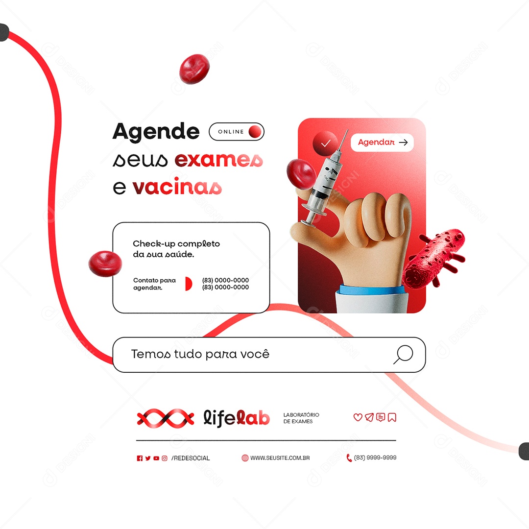 Laboratório de Exames Checkup Completo da Sua Saúde Social Media PSD Editável