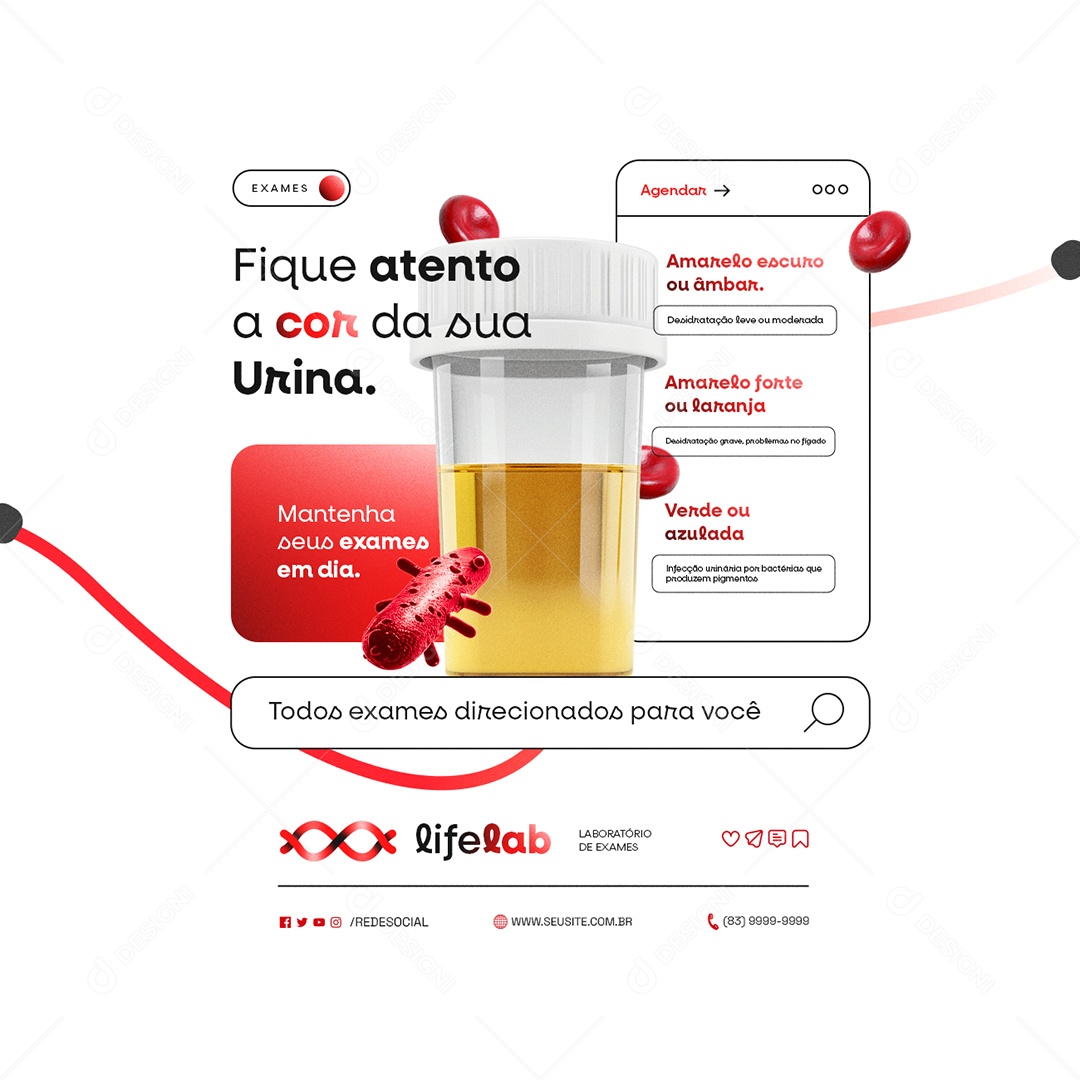 Laboratório de Exames Fique Atento a Cor da Sua Urina Social Media PSD Editável