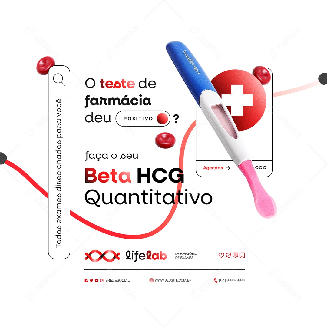 Laboratório de Exames Faça o Seu Beta HCG Quantitativo Social Media PSD Editável