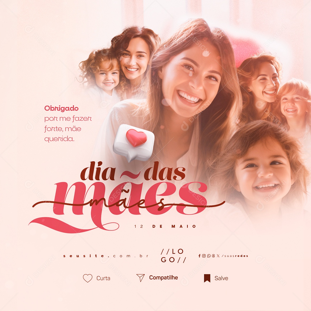 Mother's Day May 12th Thank You For Making Me Strong Editable Social Media PSD