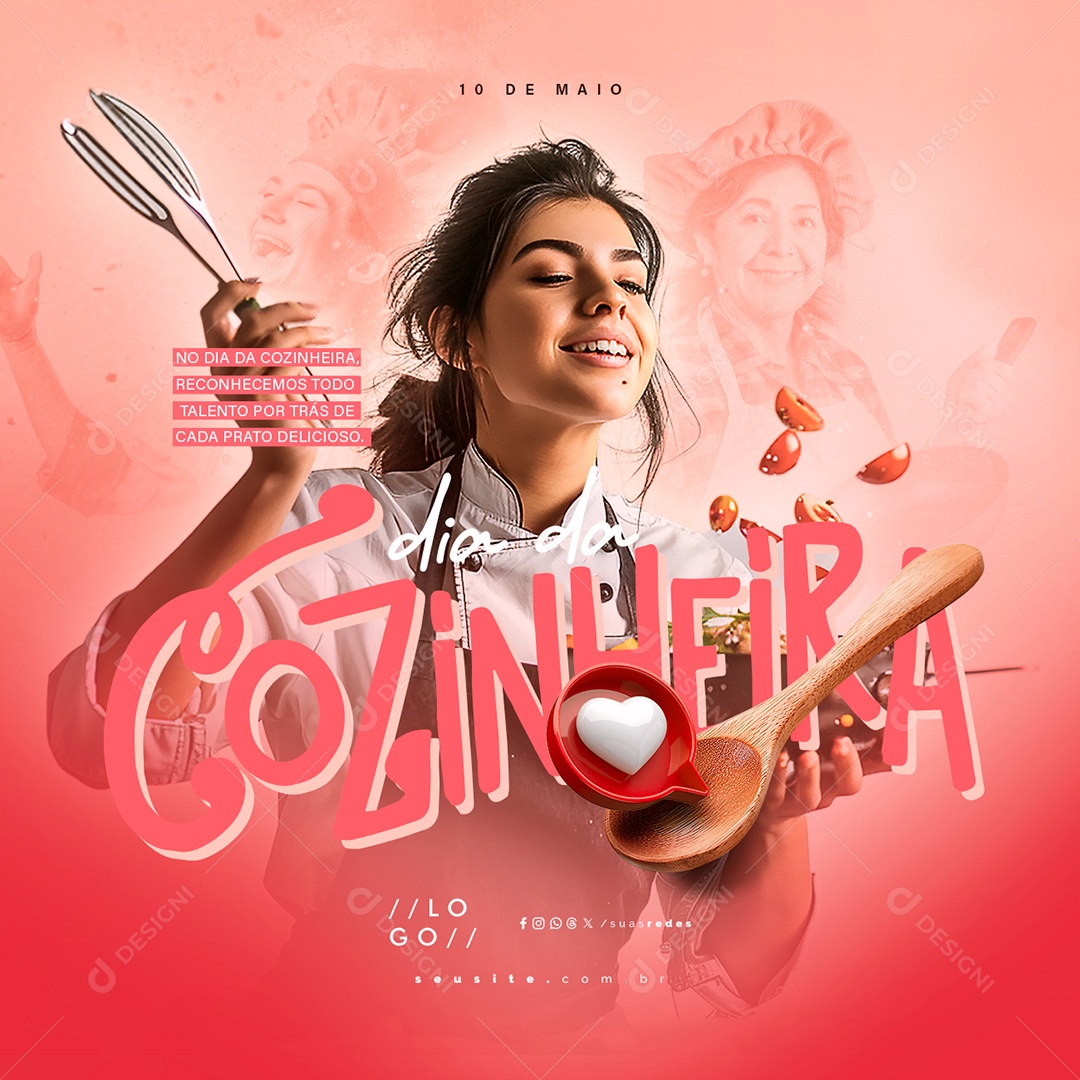 Dia da Cozinheira 10 de Maio Social Media PSD Editável