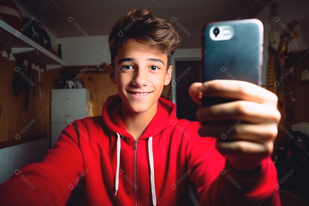 Um jovem criador de conteúdo grava um vídeo usando seu dispositivo móvel