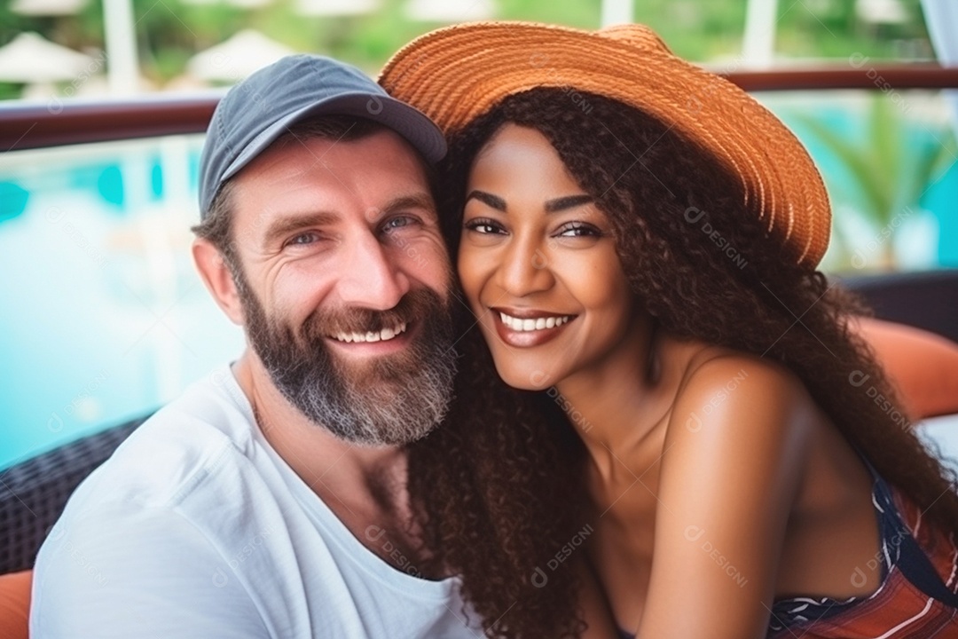 Lindo casal de férias em um paraíso tropical