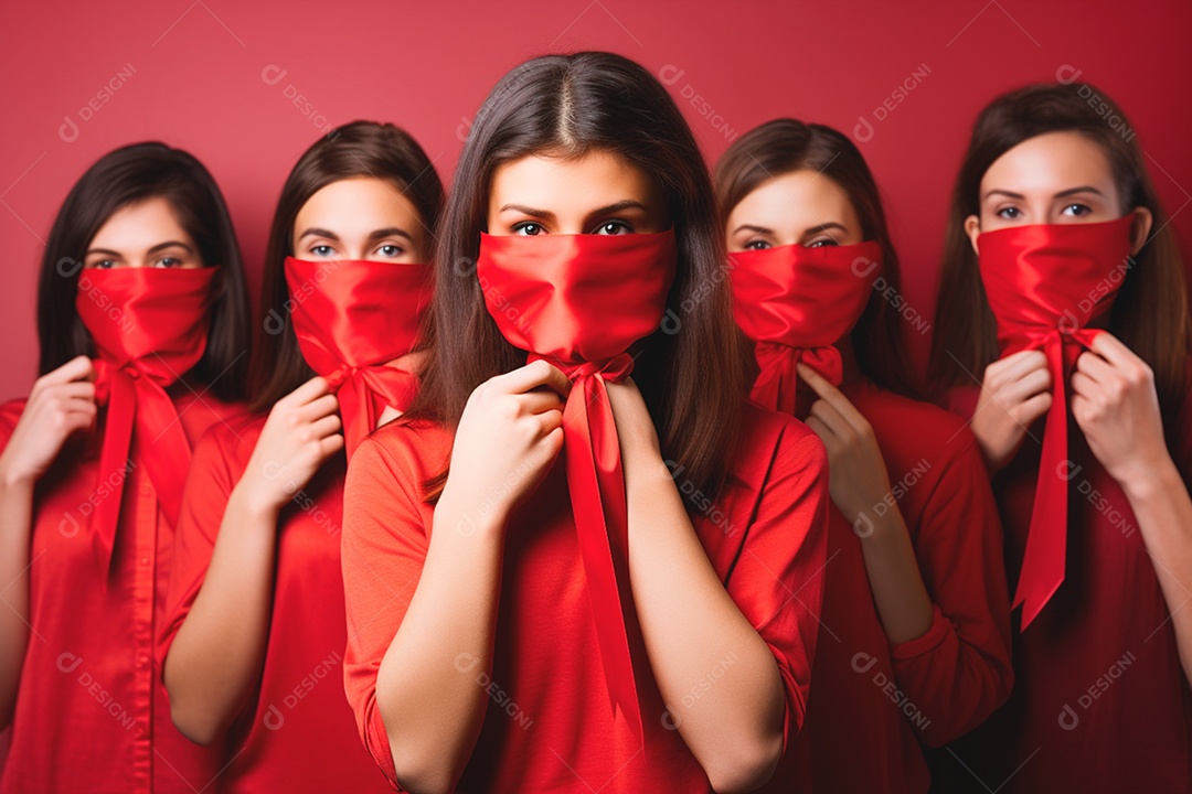 Pessoas vestida de vermelho combate ao HIV