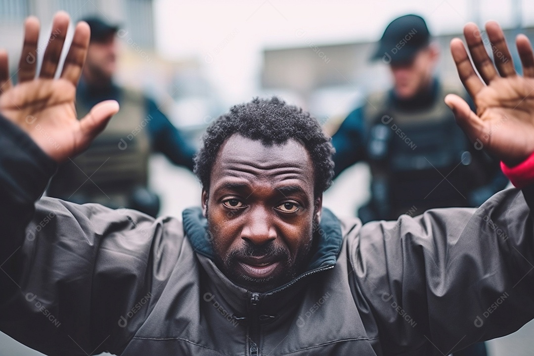 Cidadão negro com braços para cima