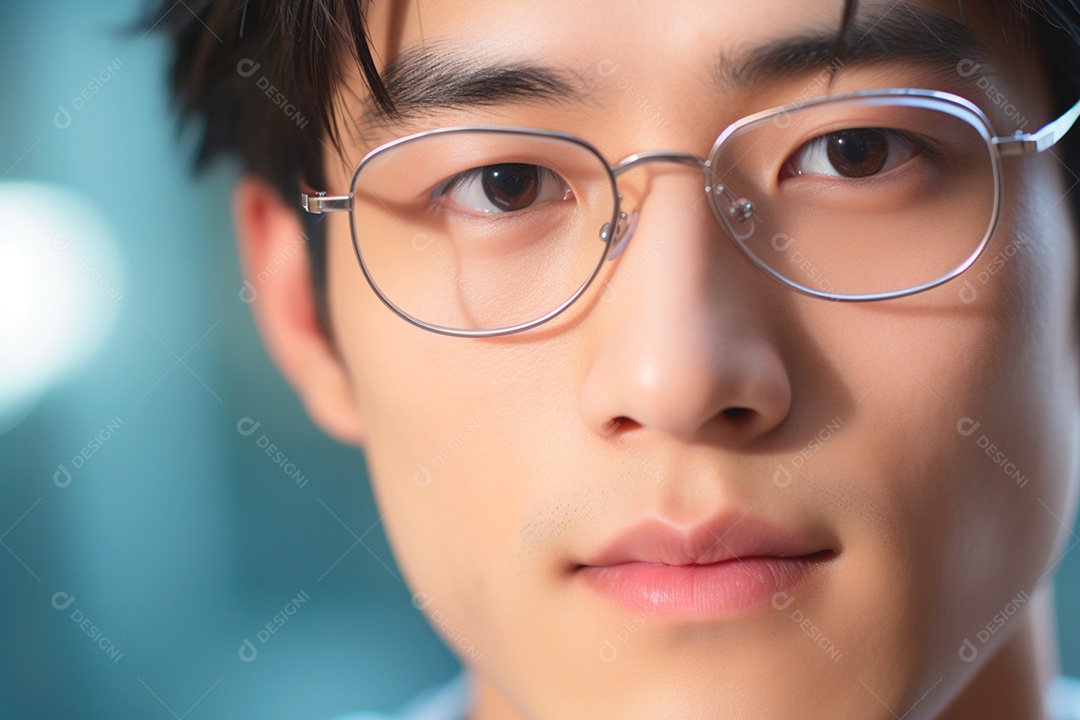 Homem bonito usando óculos