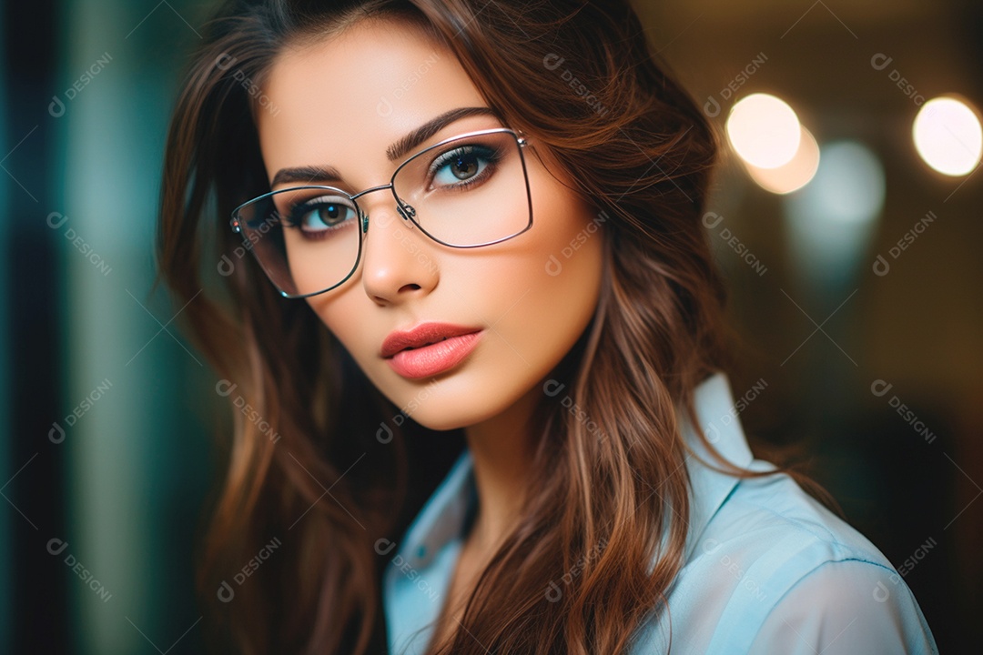 Linda mulher atraente usando óculos