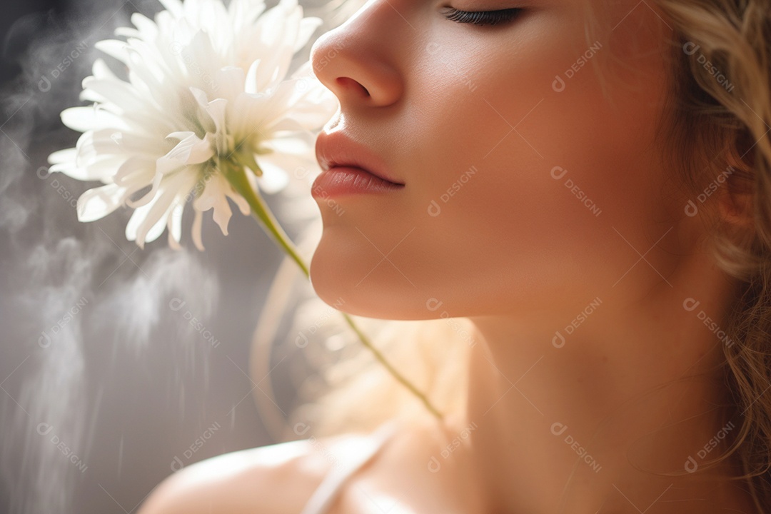 Linda mulher ccom uma flor