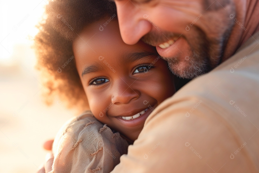 Num gesto de amor um pai abraça a filha saboreando o vínculo