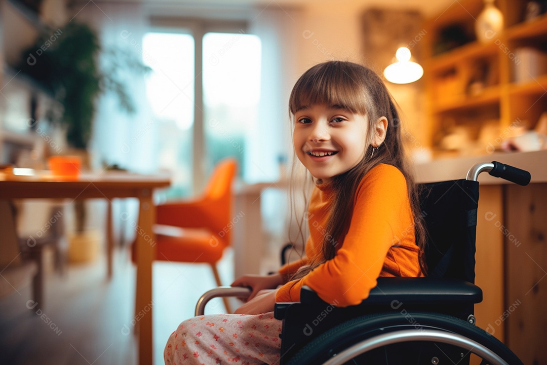 Linda garotinha com problema de mobilidade motora