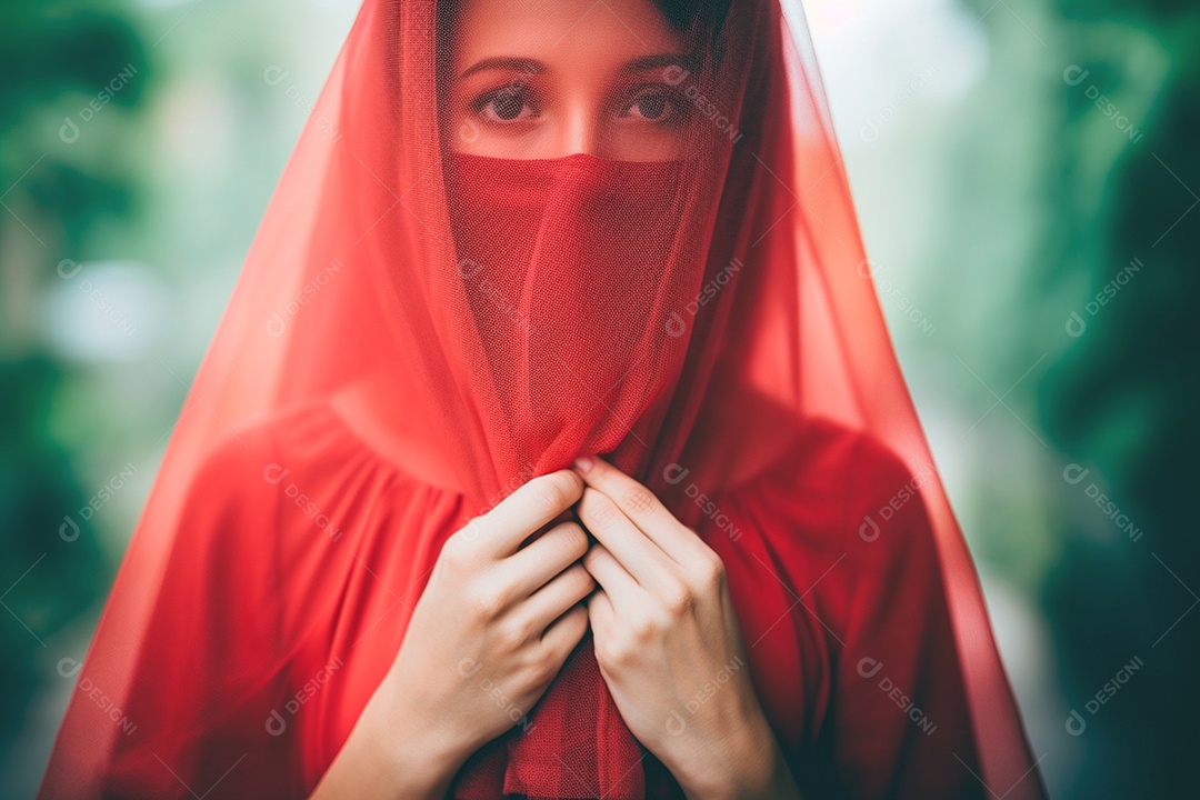 Senhora vestida de vermelho todos lutando contra o HIV