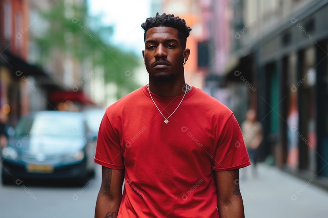 Homem vestido de vermelho para conscientização do Hiv