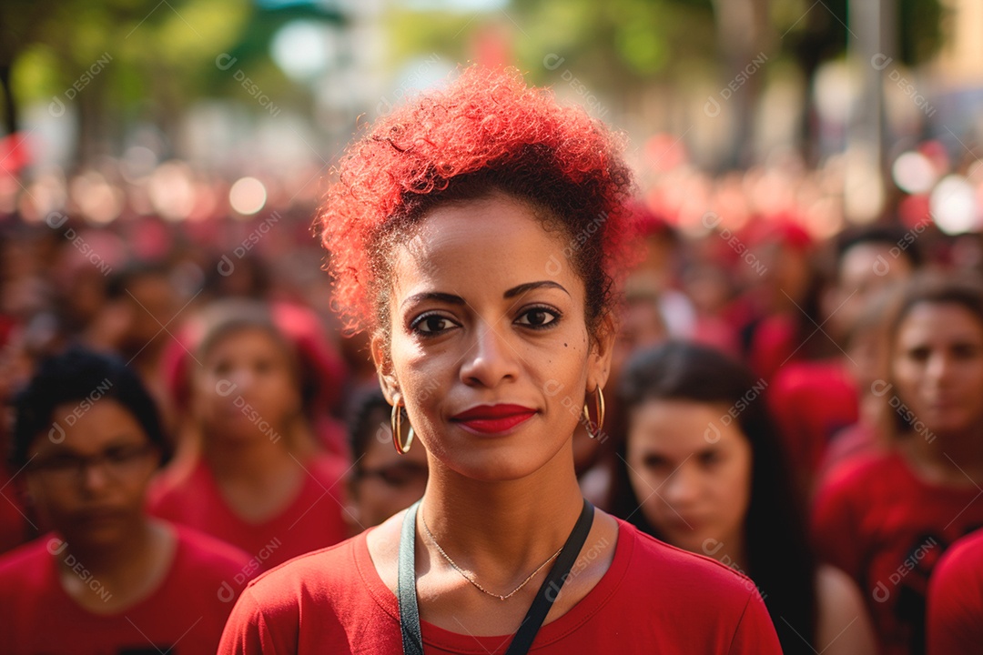 Mulher vestindo vermelho apaixonado conscientização sobre a AIDS