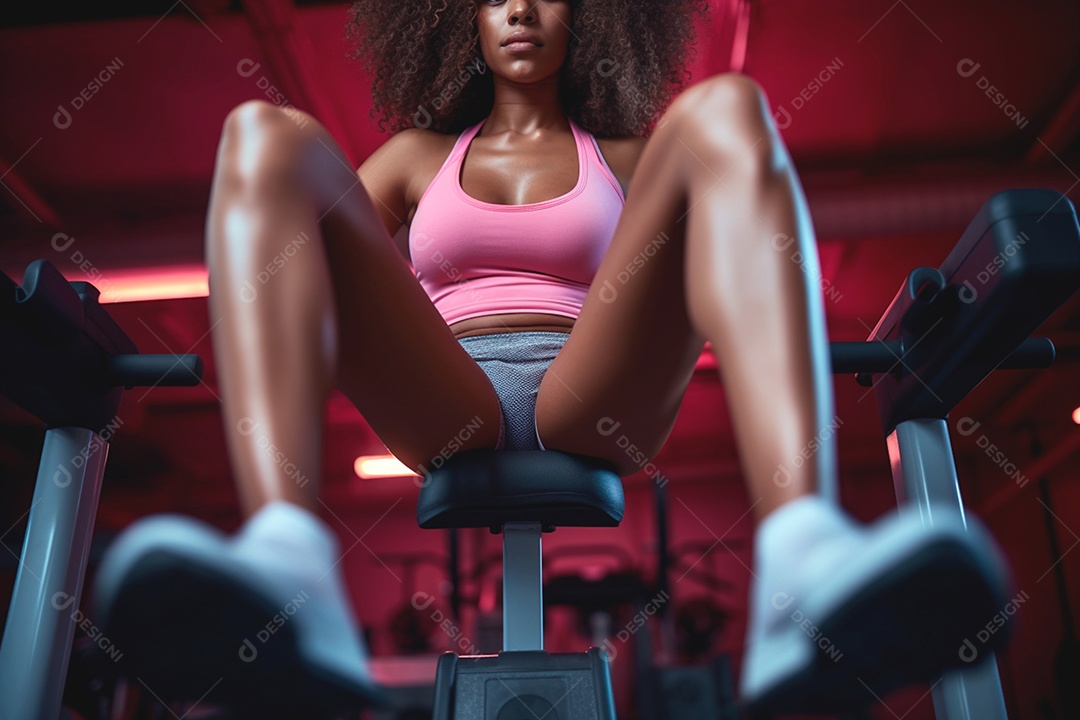 Mulher na academia treinando